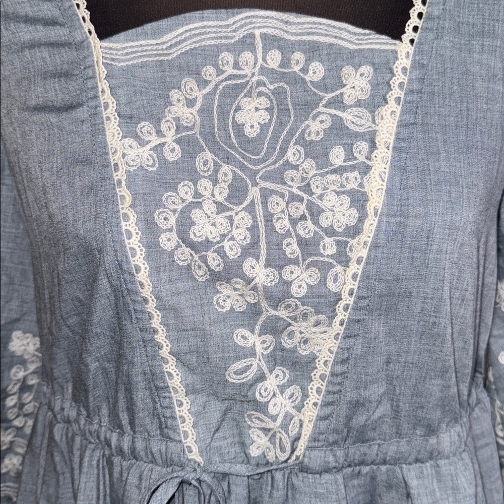 Artka Embroidered Cotton Mini Dress SZ Small - Picture 2 of 7